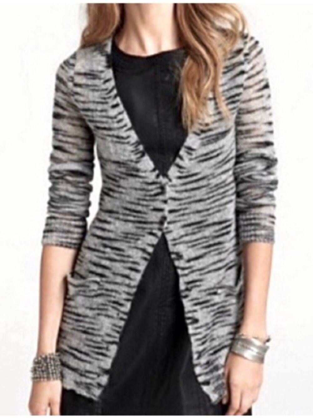 Free People Beach Tiger Stripe Long Sleeve Mohair Cardigan M